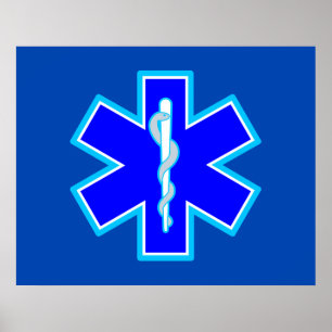 Star of Life Sjukvårdare-symbol EMS Blue Poster