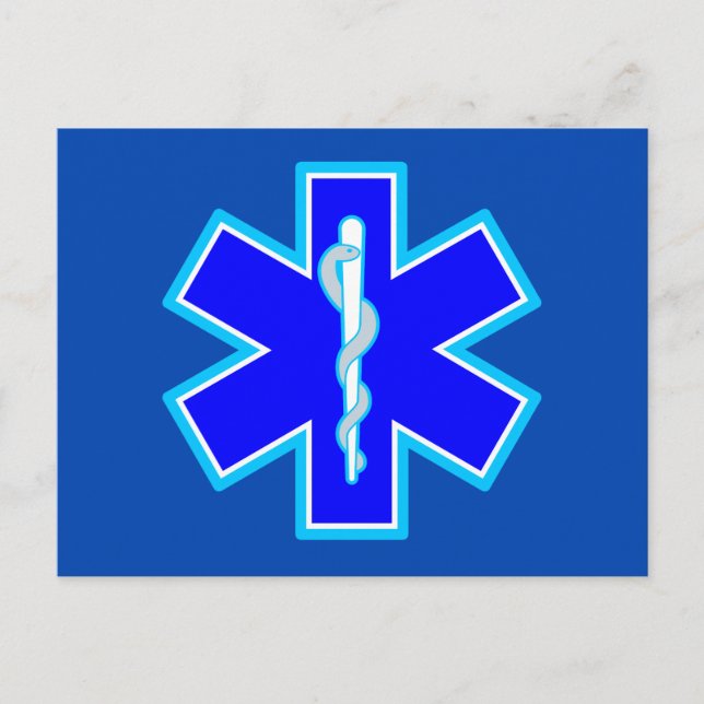Star of Life Sjukvårdare-symbol EMS Blue Vykort (Framsida)