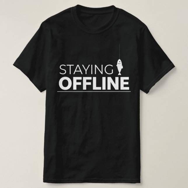 STÅR OFFLINE Fiskikon Grafik för Fiskare T Shirt (Design framsida)