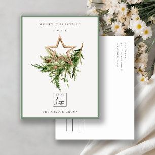 Star Ornament Gräs Fauna Logotyp God jul Helg Vykort