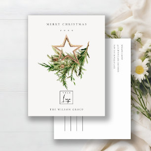 Star Ornament Gräs Fauna Logotyp God jul Helg Vykort