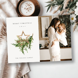 Star Ornament Gräs Fauna Photo God jul Julkort