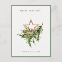 Star Ornament Gräs Gren Fauna God jul