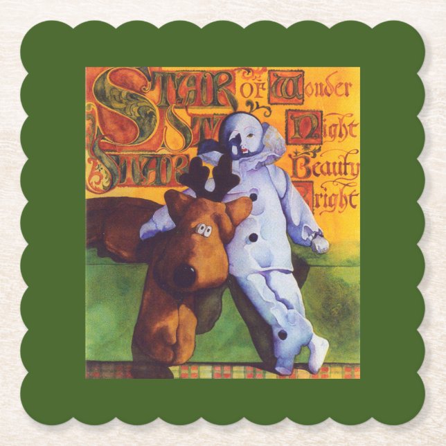 STAR ÖVER  uppringda Pappra Underlägg/Grönt Underlägg Papper (Framsida)