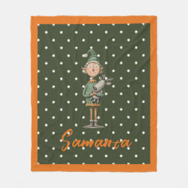 Star pattern christmas elf reideer beige name fleecefilt