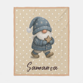 Star pattern gnome blue beige name fleecefilt