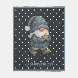 Star pattern gnome blue beige name fleecefilt
