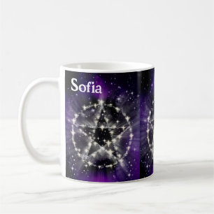 Star Pentagram Add Namn Pentacle Wiccan Kaffemugg