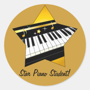 Star Piano Student Runt Klistermärke