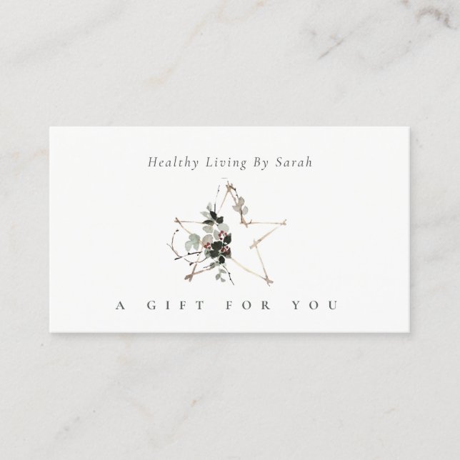 Star Poinsettia Leafy Festive Gift Certificate Visitkort (Framsida)