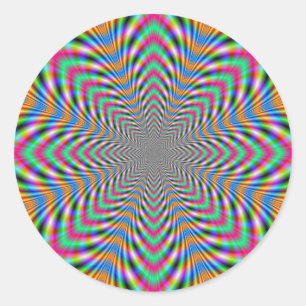 Star Psychedelic Round Sticker Runt Klistermärke