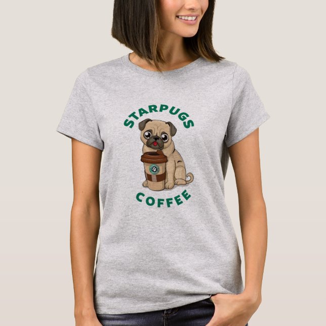 Star Pugs Coffee T Shirt (Framsida)