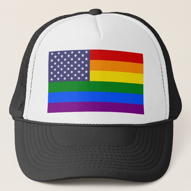 Star Rainbow American Flagga Truckerkeps (Framsida)