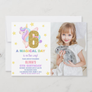 Star Rainbow Unicorn Birthday-inbjudningar med fot Inbjudningar