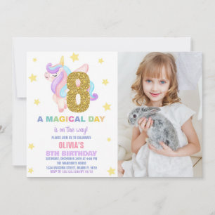 Star Rainbow Unicorn Birthday-inbjudningar med fot Inbjudningar