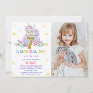 Star Rainbow Unicorn Birthday-inbjudningar med fot Inbjudningar