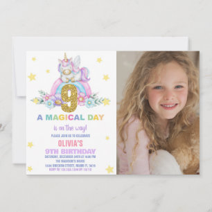 Star Rainbow Unicorn Birthday-inbjudningar med fot Inbjudningar