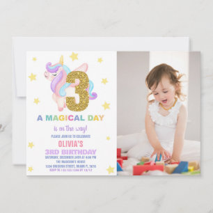 Star Rainbow Unicorn Birthday-inbjudningar med fot Inbjudningar