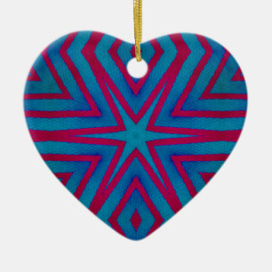 Star Red och Blue Geometric Ceramic Ornament