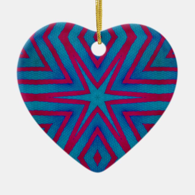 Star Red och Blue Geometric Ceramic Ornament (Framsidan)