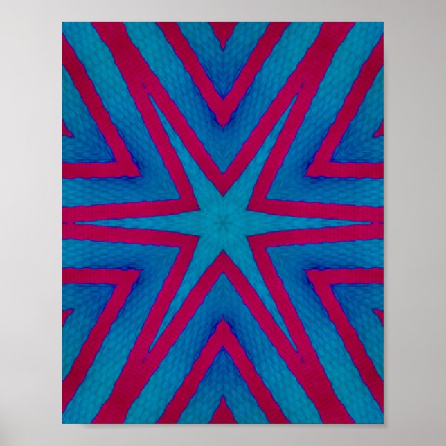 Star Red och Blue Geometric Poster (Framsidan)