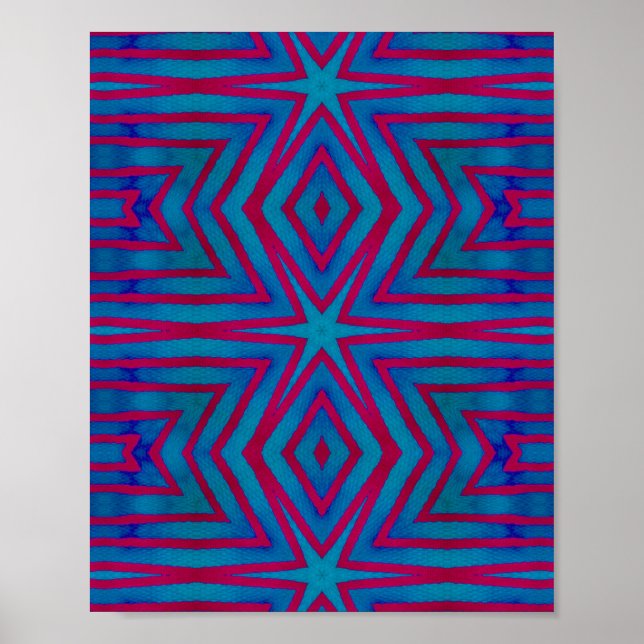 Star Red och Blue Geometric Poster (Framsidan)