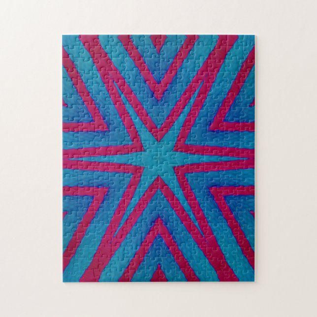 Star Red och Blue Geometric Pussel (Vertikal)