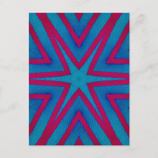 Star Red och Blue Geometric Vykort (Framsida)