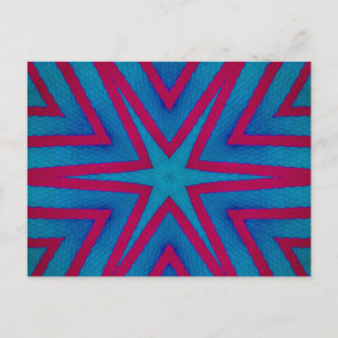 Star Red och Blue Geometric Vykort