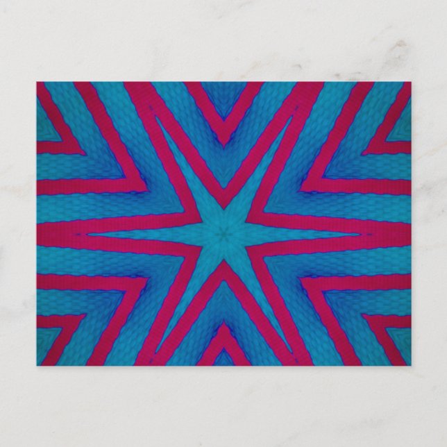Star Red och Blue Geometric Vykort (Framsida)