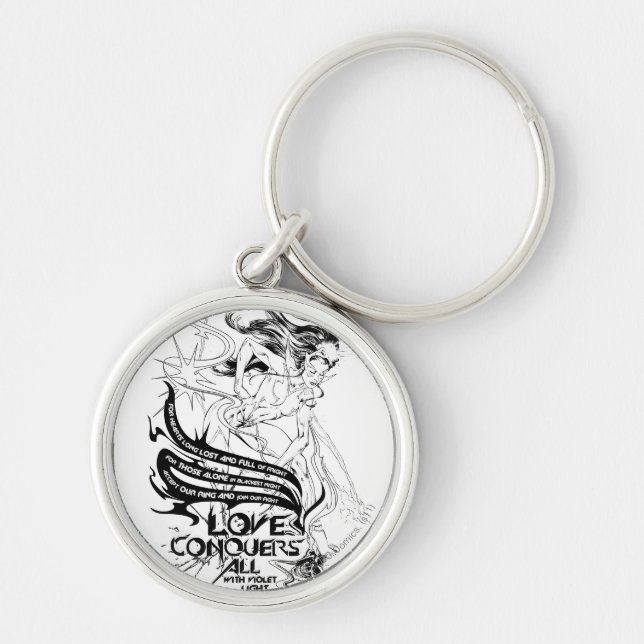 Star Sapphire-grafik 5 Rund Silverfärgad Nyckelring (Framsidan)