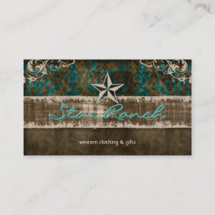 Star Shabby Suede Rustic Teal Brown H Visitkort