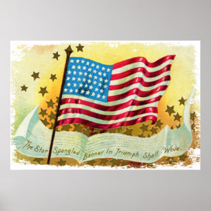 Star Spangled Banner American Flagga Kanvastryck Poster