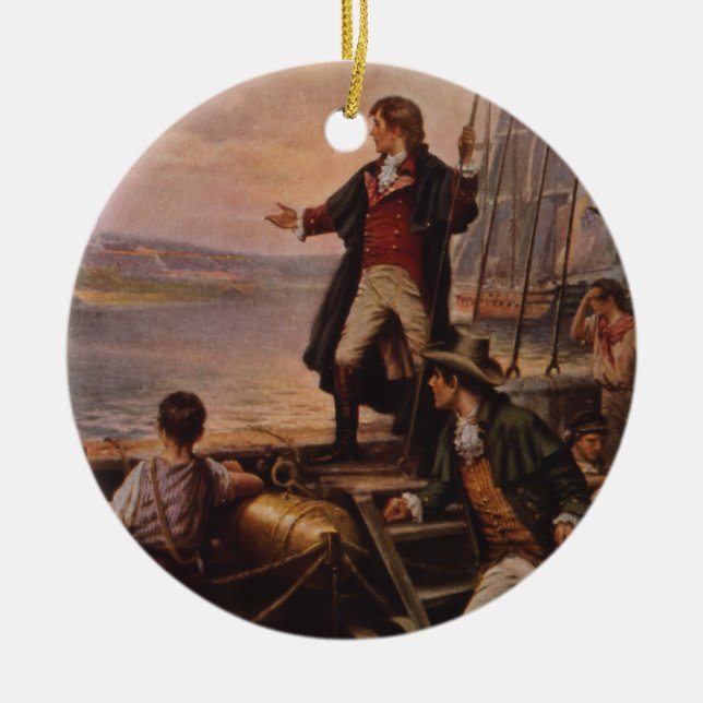 Star Spangled Banner Light Edward Percy Moran Julgransprydnad Keramik (Framsidan)