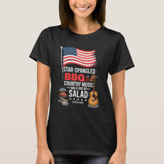 Star Spangled BBQ Land Music Salad 4:e juli T Shirt
