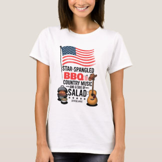 Star Spangled BBQ Land Music Salad 4:e juli T Shirt