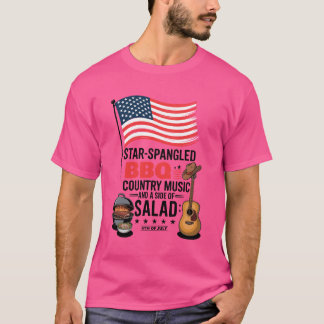 Star Spangled BBQ Land Music Salad 4:e juli T Shirt