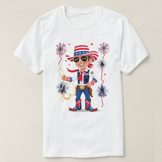 Star-Spangled Cowboy – 4th of July Celebration Des T Shirt (Design framsida)