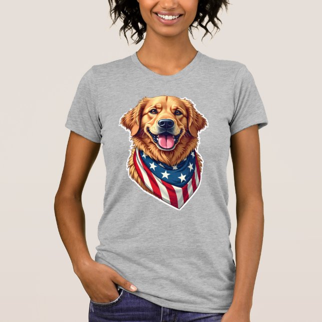 Star Spangled Golden Retriever Vintage Tee 4 (Framsida)