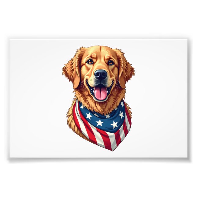 Star Spangled Golden Retriever Vintage Tee 4 Fototryck (Framsidan)