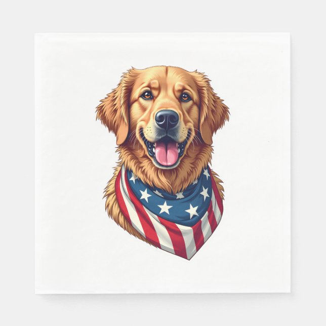Star Spangled Golden Retriever Vintage Tee 4 Pappersservett (Framsidan)
