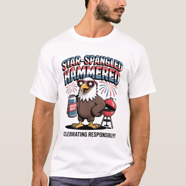 Star-Spangled Hammered BBQ Eagle T Shirt (Framsida)