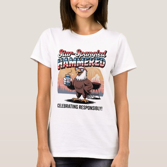 Star-Spangled Hammered Eagle BBQ T Shirt (Framsida)