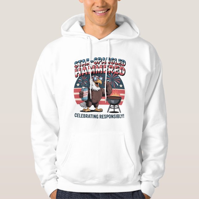 Star-Spangled Hammered Eagle Party Hoodie (Framsida)