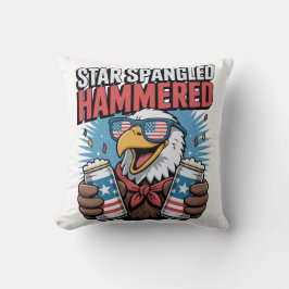 Star Spangled Hammered Patriotic Eagle Red White Kudde