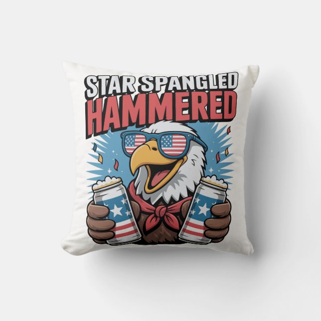 Star Spangled Hammered Patriotic Eagle Red White Kudde (Framsida)
