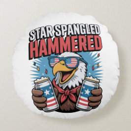 Star Spangled Hammered Patriotic Eagle Red White Rund Kudde