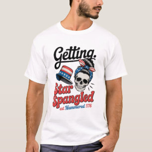 Star Spangled Hammered Skull T Shirt