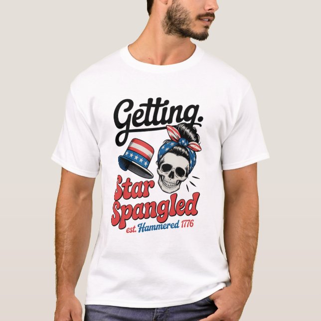 Star Spangled Hammered Skull T Shirt (Framsida)