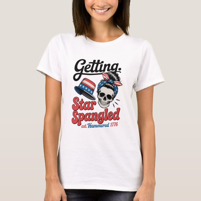 Star Spangled Hammered Skull T Shirt (Framsida)